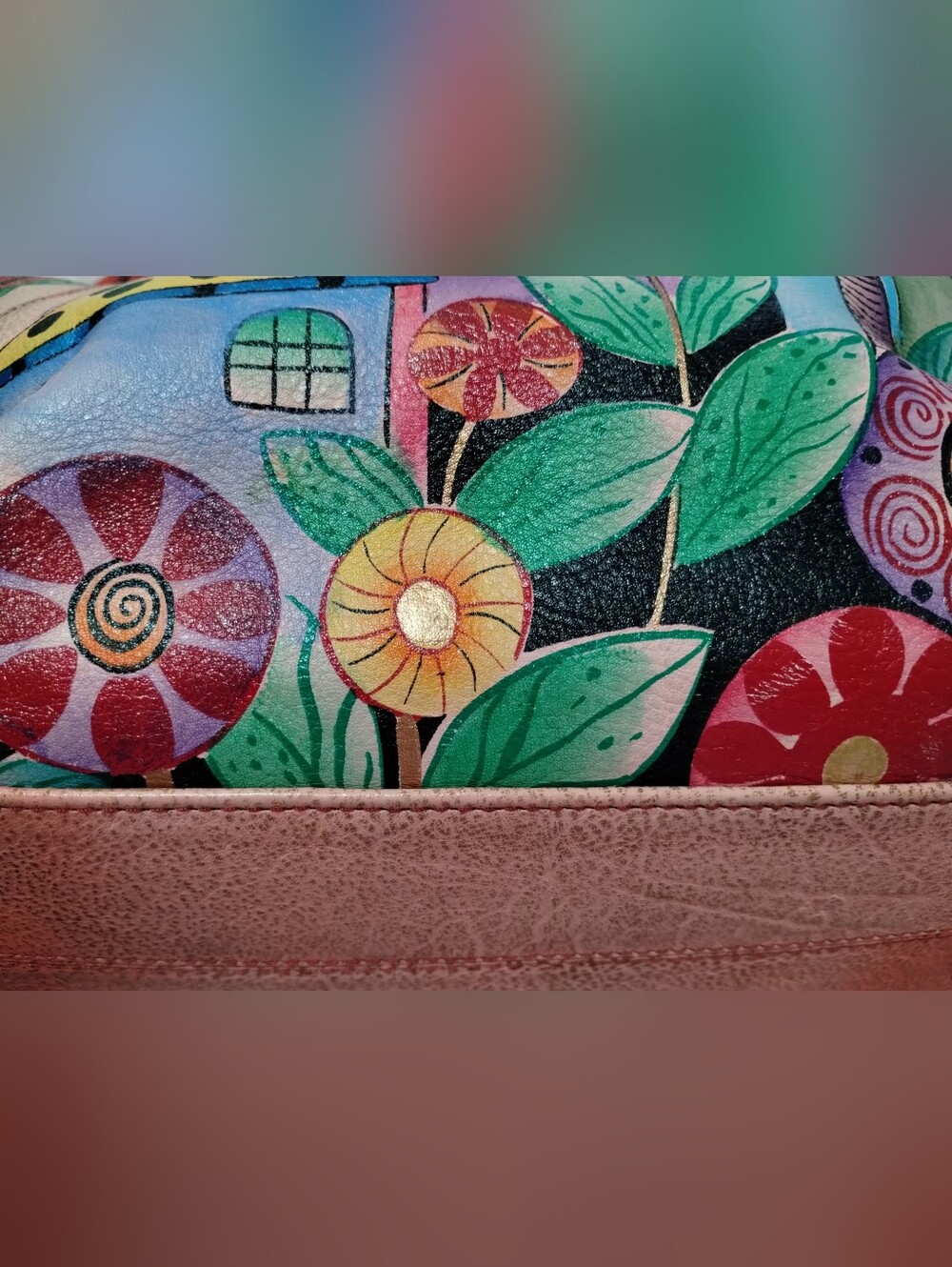 Anna by Anuschka Village of Dreams Bag Hand-Painted Leather Beautiful - Picture 12 of 16